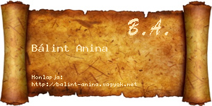 Bálint Anina névjegykártya